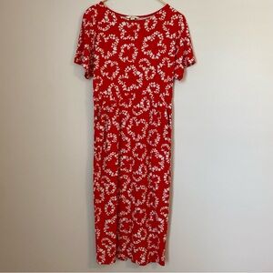 Boden Red and White Short Sleeve Midi Sundress